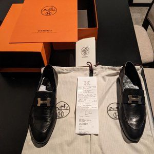 Hermes men's black moccasin 9 (42 EU)